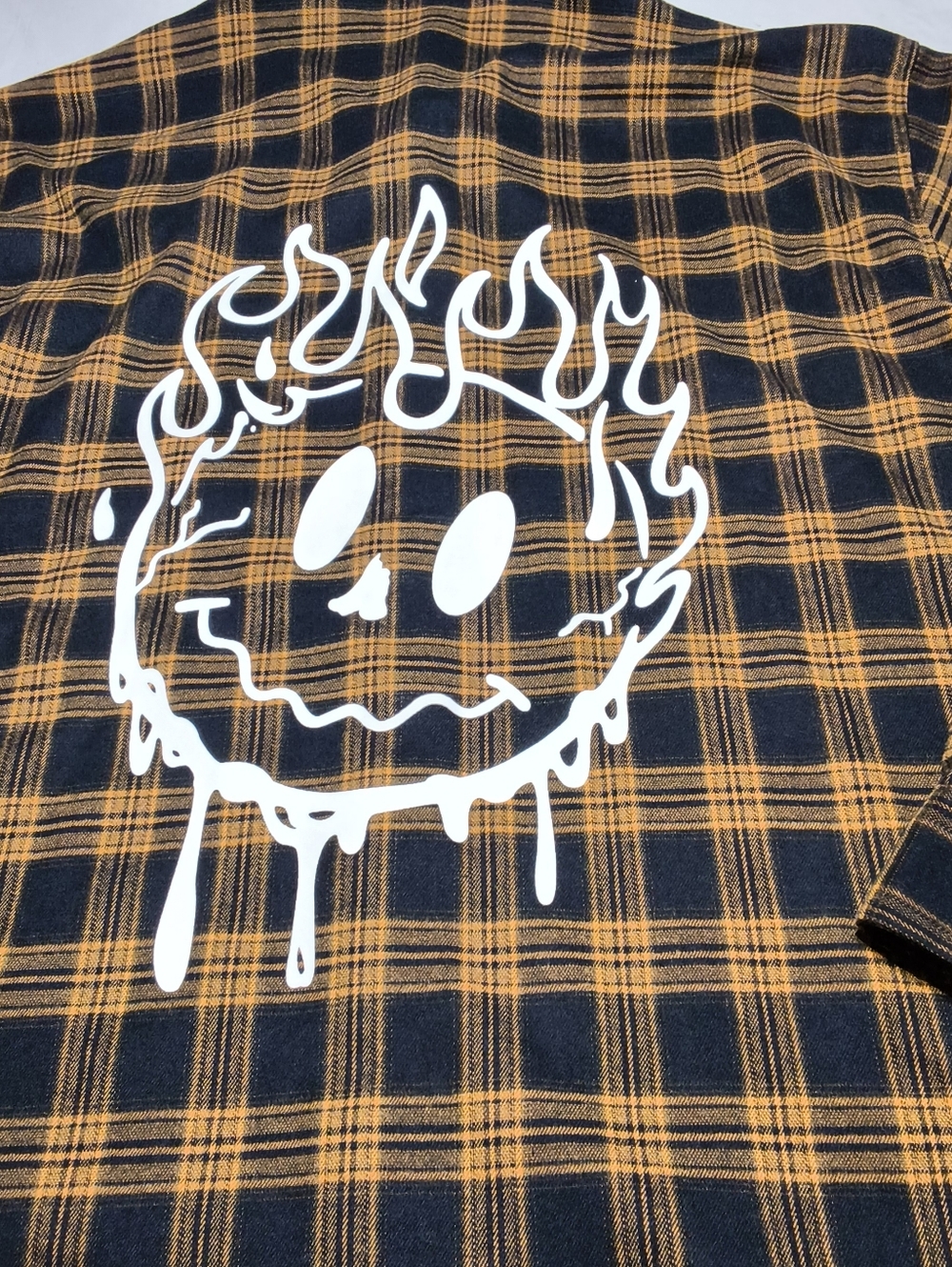 Kill Crew Black and Yellow Plaid Shirt with White Flame Graphic